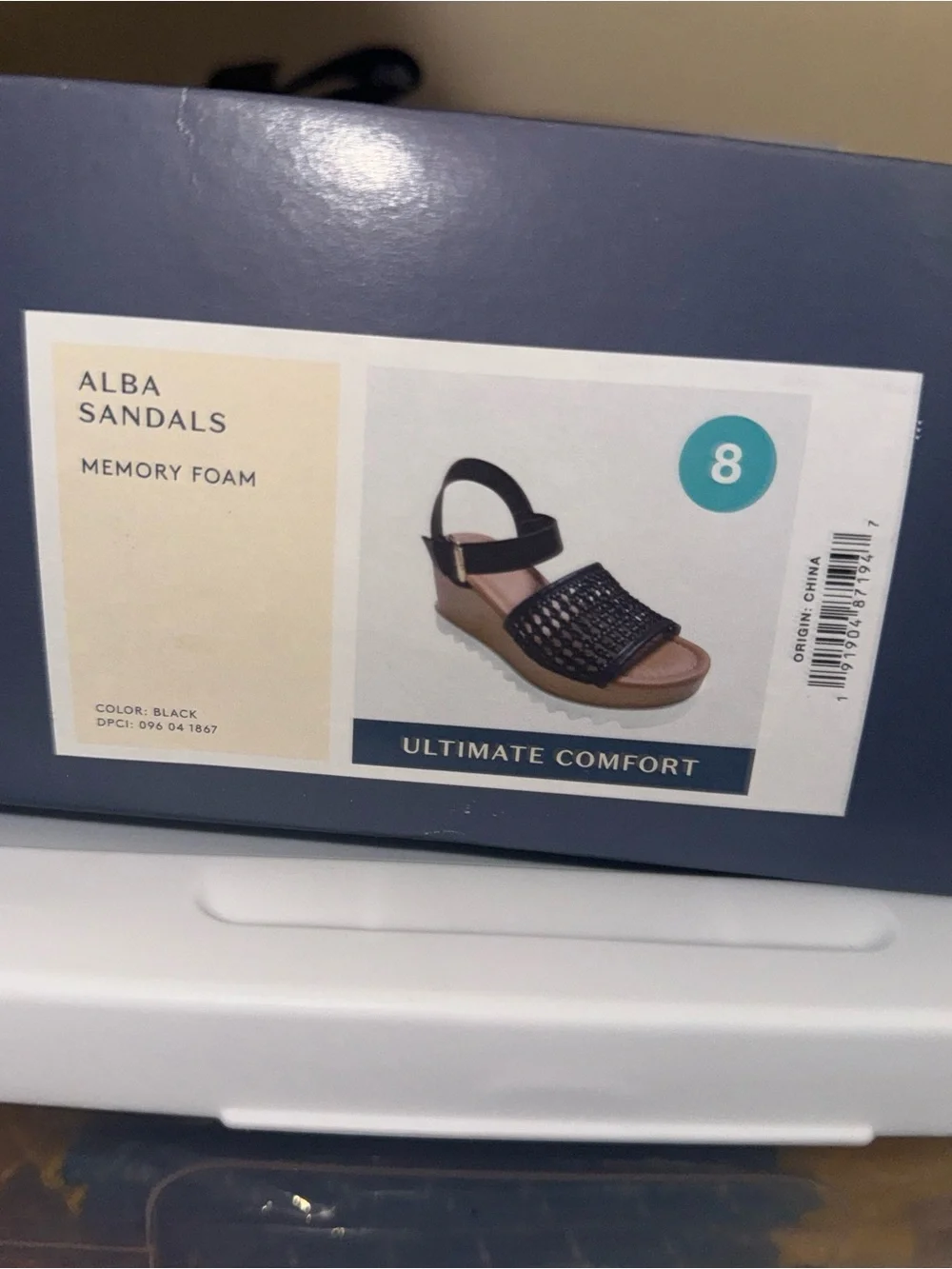 Alba Black Woven Memory Foam Sandals with Ankle Strap